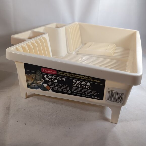 Rubbermaid Space-Saver Drainer 6054 Vintage 1988 Dish Drying Rack Almond Beige - Picture 1 of 14